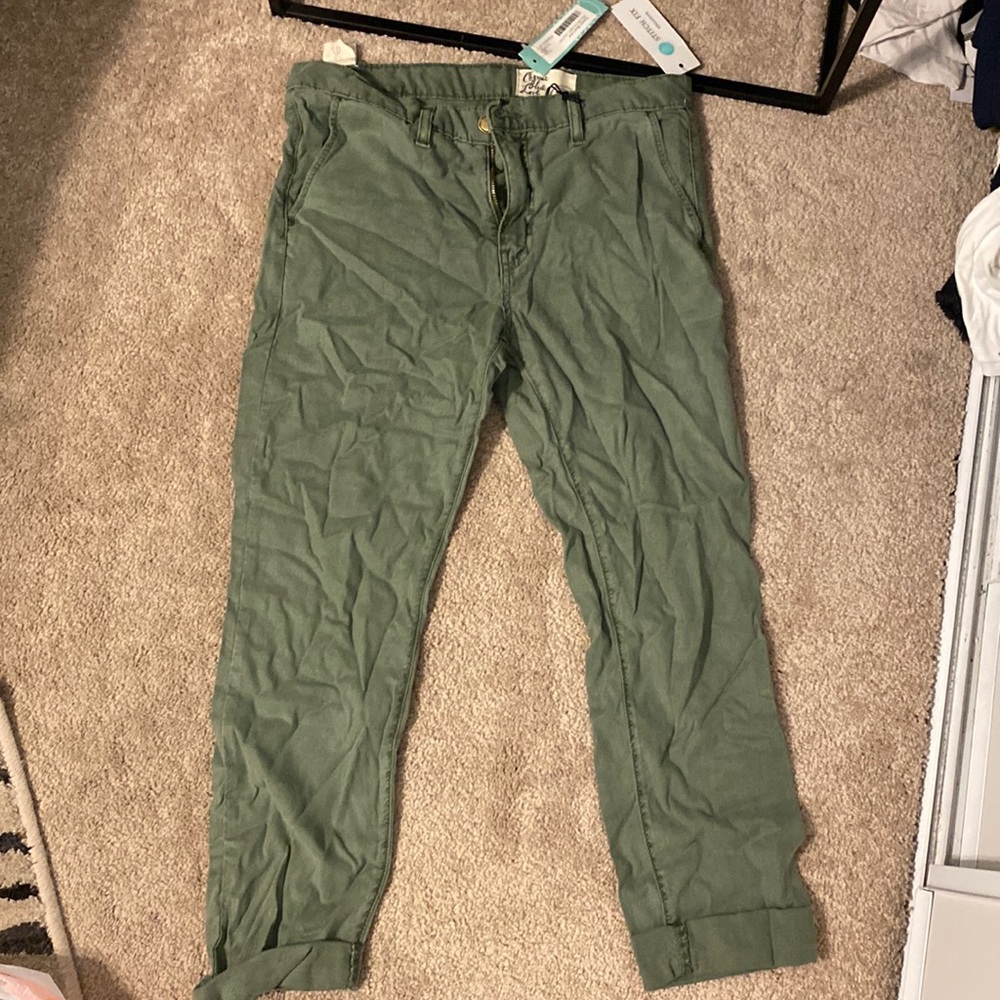 Thin cotton army green pants